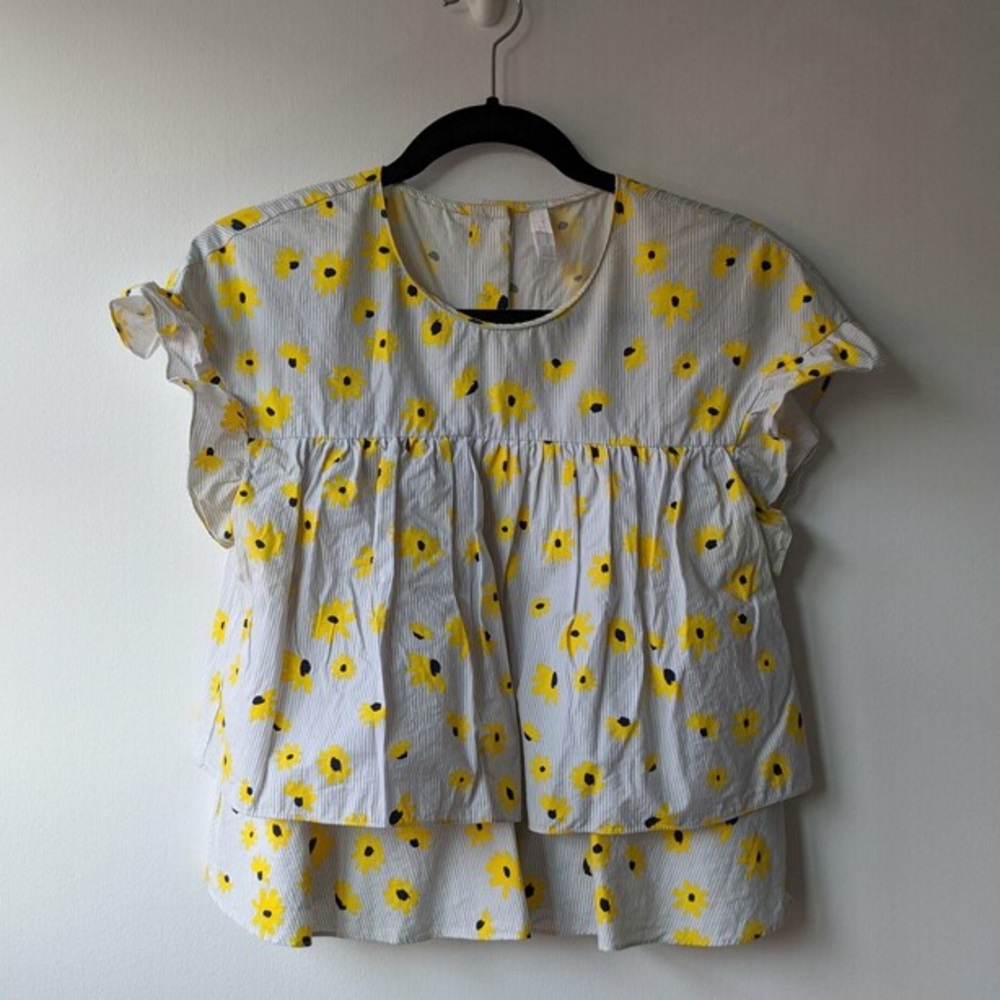 ZARA Ruffled Daisy Babydoll Top